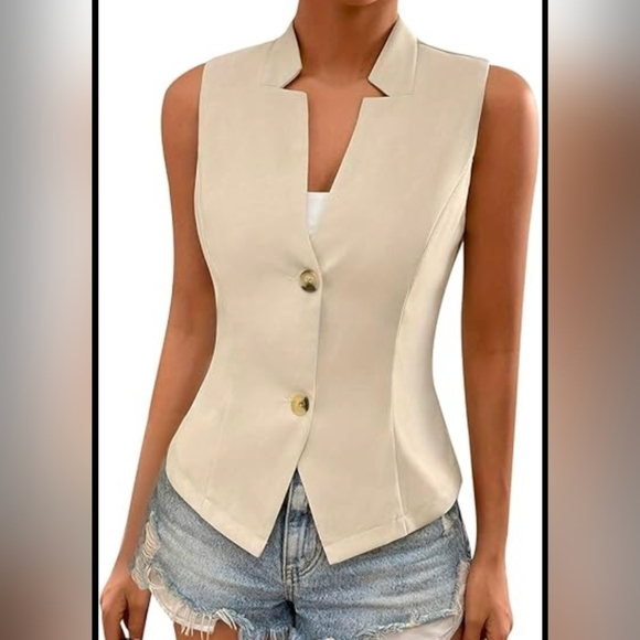 SHEIN Cream Vest with Button Detail - Picture 1 of 7